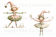 Christmas, Elfs, Ephemera, PNG, watercolor, Clipart Product Image 2