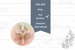 Christian Cross Round Earrings, Floral Cross Sublimation Product Image 2