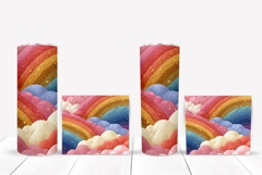 Glitter Rainbow Tumbler Wrap, Clouds Tumbler Sublimation Product Image 2