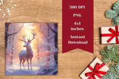 Christmas Coaster, Christmas Deer Coffee Mug Coaster Design Product Image 2