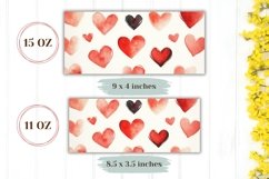 Red Love Hearts Mug Wrap, Cartoon Hearts Mug Template Product Image 2