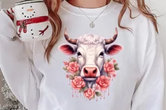 Beautiful Christmas Cow Clipart, Christmas Cow Clipart Product Image 2