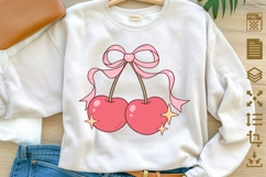 Coquette Valentine Clipart PNG SVG, Pink Bow Hearts Strawber Product Image 2