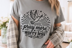 Pray More Worry Less Svg, Mental Health Svg, Religious Svg. Product Image 3
