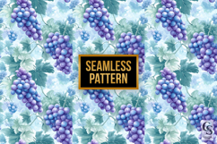 Watercolor Blue Grapes Digital Paper Product Image 2