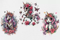 Watercolor Zombie Unicorn PNG sublimation Product Image 2