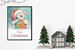 Cute Christmas Tiger Greeting Card, Winter Greeting Card Product Image 2