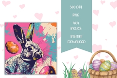 Retro Easter Square Coasters, Retro Bunny Sublimation Product Image 2