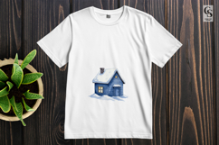 Blue Winter Cabin Clipart Sublimation PNG Product Image 2