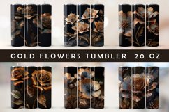 3d Flowers Tumbler Sublimation | 6 Designs Gold Flowers Product Image 1