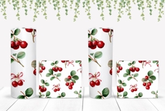Watercolor Cowberry Tumbler Wrap, Berries Tumbler PNG Product Image 2