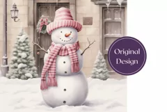 Christmas Tumbler Design, Christmas Snowman Sublimation PNG Product Image 2