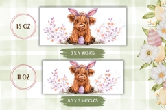 Cartoon Easter Cow Mug Wrap Design, Farm Mug Template Product Image 2