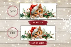 Watercolor Christmas Cat Mug Wrap, Christmas Animals Mug Product Image 2