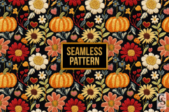Floral Embroidered Pumpkin Digital Paper Product Image 2