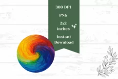 Colorful Round Earrings PNG, Rainbow Round Earring Template Product Image 2