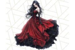 Victorian Gothic Wedding Dress PNG, Dark Bridal Clipart Product Image 2