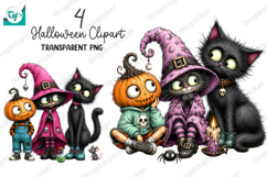 Whimsical Halloween Clipart, Whimsical Halloween Pumpkin PNG Product Image 1