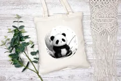 Cartoon Panda Illustration, Cute Panda PNG, Moon PNG Product Image 2