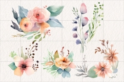 Watercolor Floral Clipart PNG, Flower Ornament Clipart Product Image 2