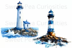 Ocean, Sea, Lighthouse, Ephemera, PNG, watercolor, Clipart Product Image 2