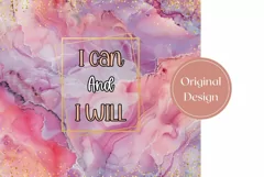 Pink Marble Tumbler Wrap Design, I Can And I Will Tumbler Product Image 2