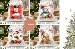 Watercolor Snowman Santa Sack, Winter Santa Sack Designs Product Image 2