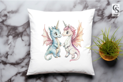 Magical Unicorn Dragon Duo Clipart Sublimation PNG Product Image 2