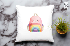Cute Rainbow Backpack Watercolor Clipart Sublimation PNG Product Image 3