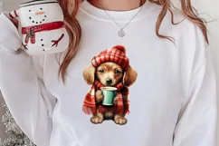 Christmas Dog And Coffee Clipart, Christmas Clipart Product Image 2