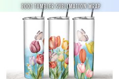 Tulip butterfly watercolor flower 20oz Tumbler Wrap Product Image 1