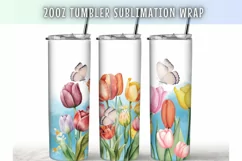 Tulip butterfly watercolor flower 20oz Tumbler Wrap Product Image 1