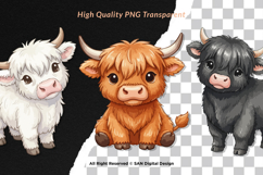 15 Bundle Watercolor Baby Highland Buffalo Cow Horn Farm Product Image 2