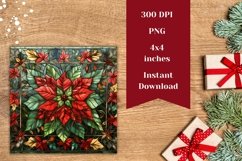 Christmas Flowers Square Coasters, Christmas Poinsettia PNG Product Image 2