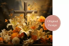 Floral Cross Tumbler Wrap, Easter Tumbler Sublimation PNG Product Image 2