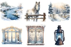 Winter Cottagecore Clipart Watercolor, Set of 20 Png Product Image 2