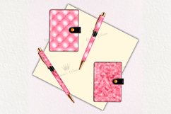 Pink Planner Clipart, Pink Stationery Clipart Product Image 2