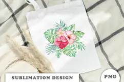 Watercolor Tropical Flowers Bouquet png Product Image 2