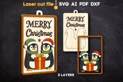 Penguins Christmas Ornament SVG laser cut files for Glowforg Product Image 2