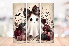 Coquette Ghost 20 OZ Skinny Tumbler Wrap Sublimation Png. Product Image 2