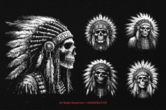 10 Bundle Dark Art Indian American Skull Skeleton Warrior Product Image 3