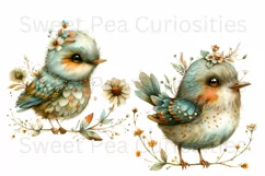 Birds, Autumn, Fall, Ephemera, PNG, watercolor, Clipart Product Image 2