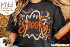 Spooky Ghost PNG DTF Faux Embroidery Girly Halloween Design Product Image 6