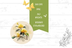 Yellow Flowers Round Earrings, Floral Earring Sublimation Product Image 2