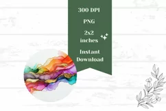 Watercolor Round Earrings PNG, Glitter Round Earring Product Image 2