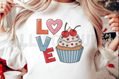 Love Cupcake Vector Art With Cherries For Valentines Day Product Image 2