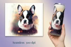 Watercolor Dog Sublimation Tumbler Wrap | 20 oz Straight Png Product Image 2