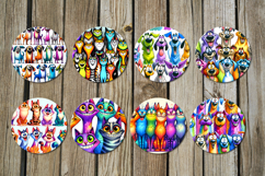 Funny pets | 8 Cartoon style Round earring sublimation Product Image 2