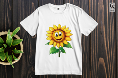 Smiling Cartoon Sunflower Clipart Sublimation PNG Product Image 2