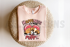 Cute Puppy With Heart Saying Happiness Is A Warm Puppy Product Image 2
